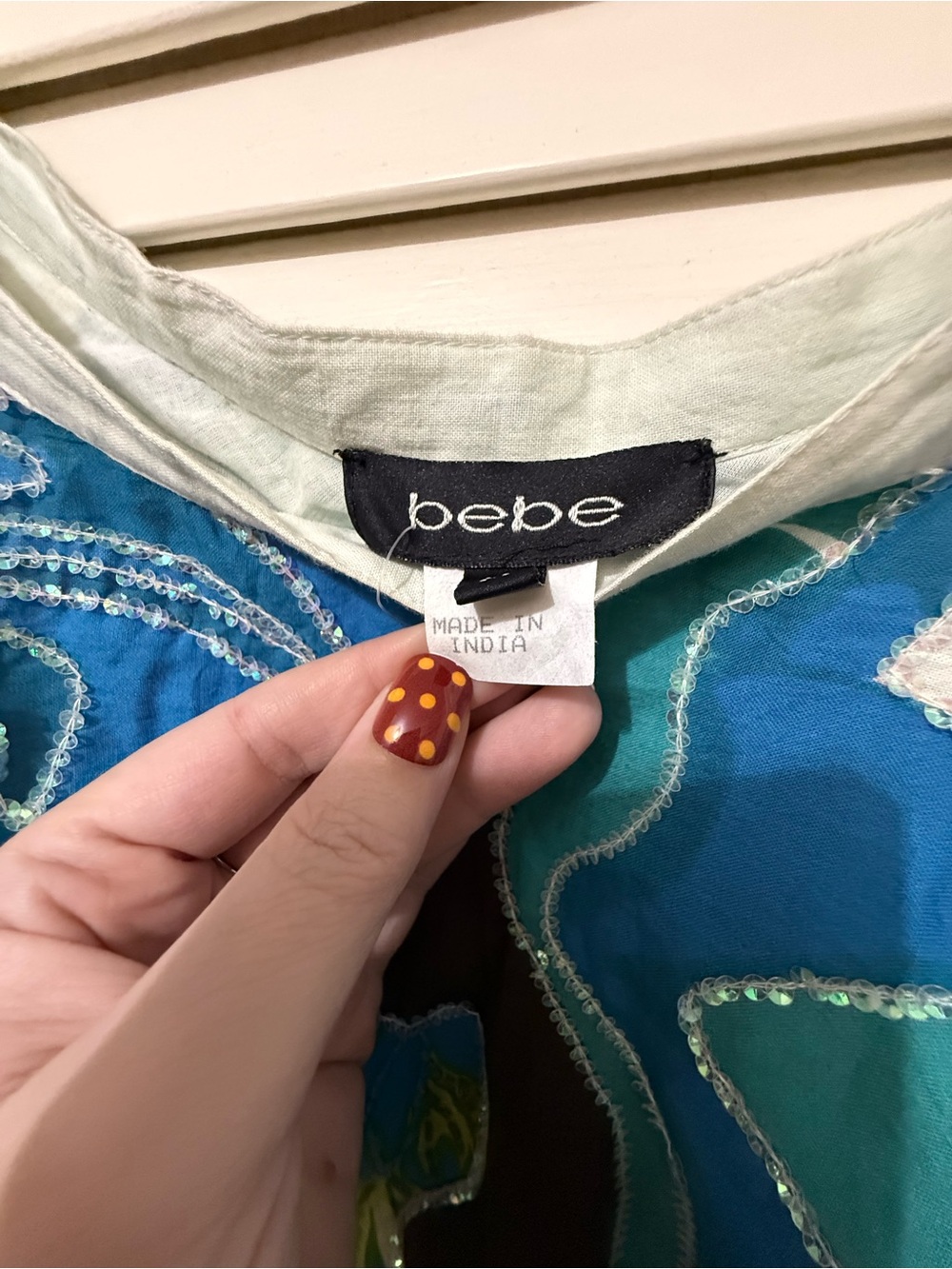 Bebe Peacock Print Embellished Handkerchief Hem Top Boho Y2K